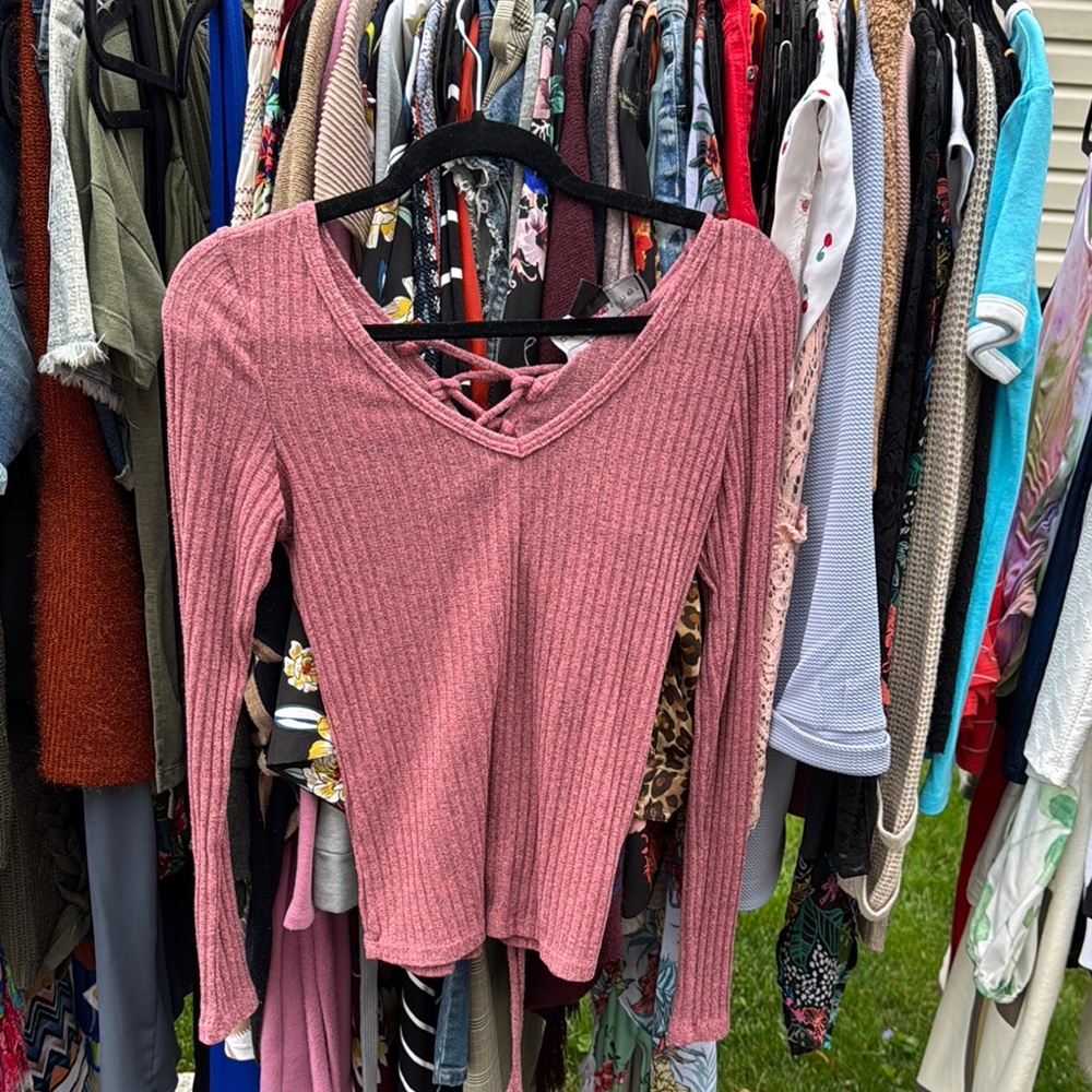 Women's Pink Ribbed Top